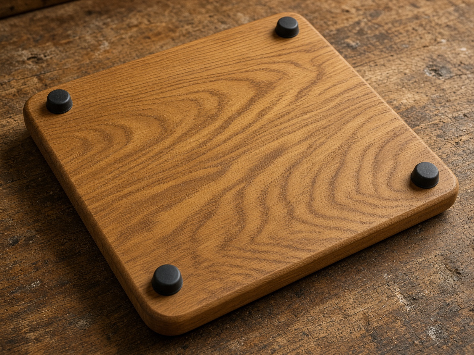 Rubber feet on the underside of a finished board